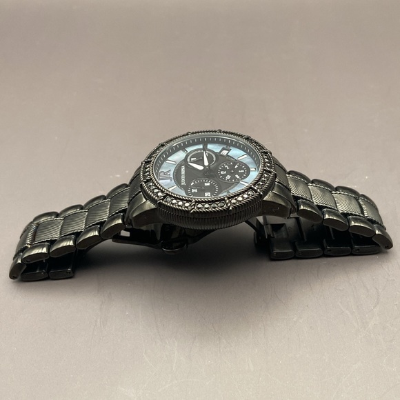 Judith Ripka Stainless Steel Chronograph Textured Watch Black Average - Picture 8 of 11